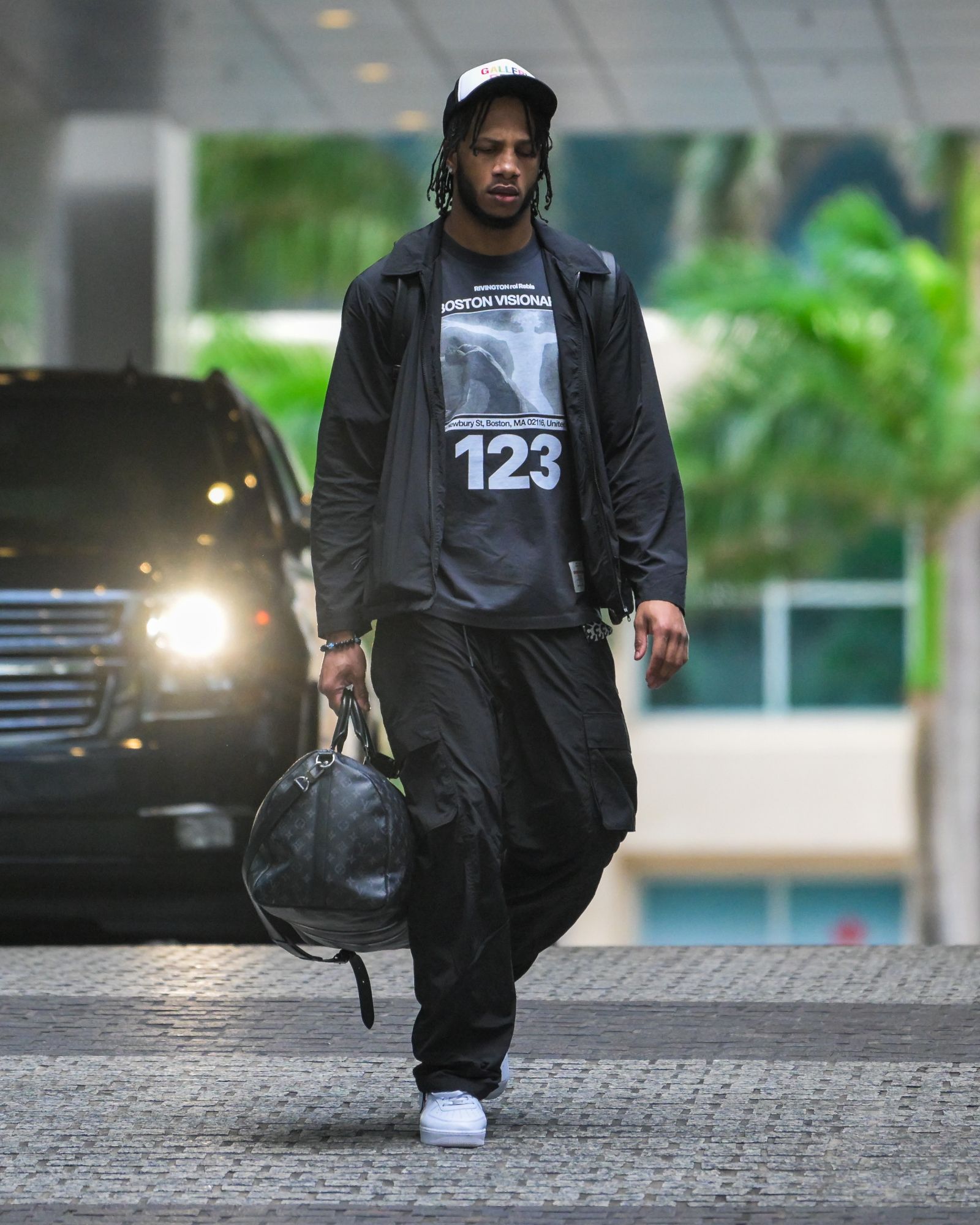 Lamar Stevens arriving at the arena