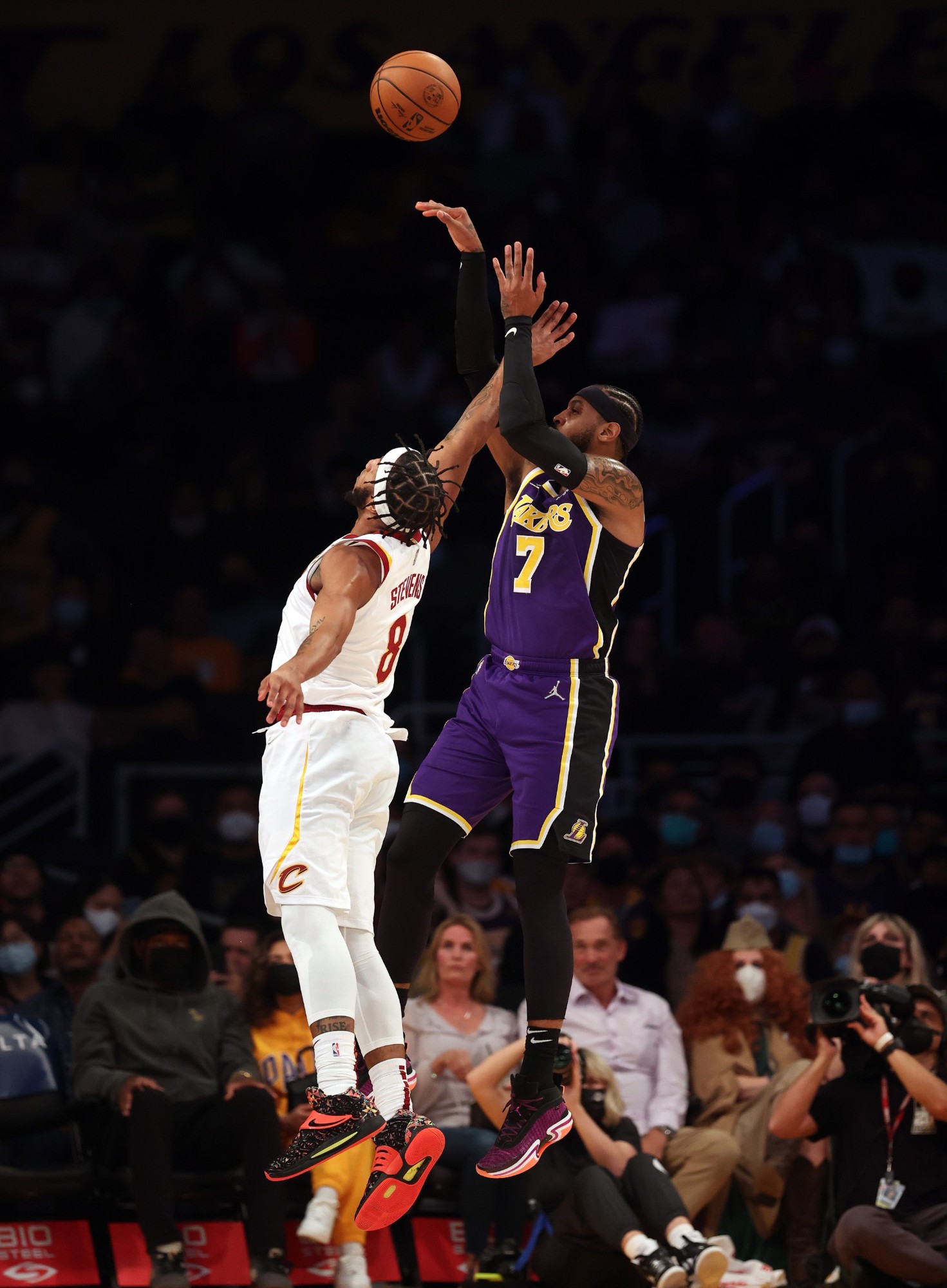 Lamar Stevens contesting a jump shot