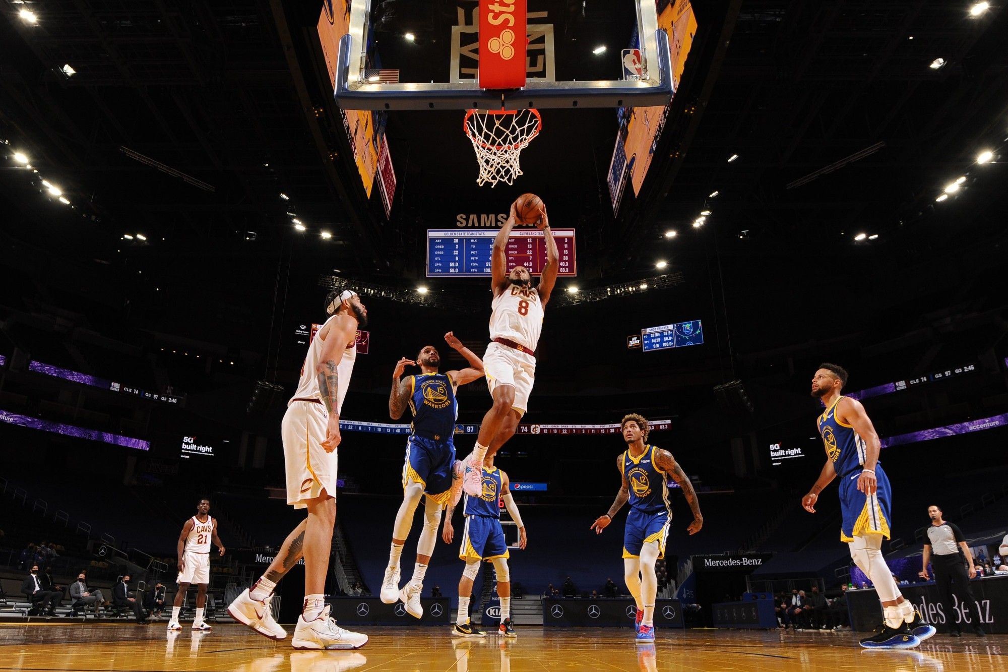 Lamar Stevens finishing at the rim against Golden State